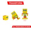 Wood & Robotics Wooden Robot Toy, cubebot cubebot, Cube Toy Puzzle, Micro, Stacking Robots, Fidget Bots, Puzzle Transforming Cube, Yellow