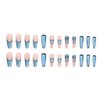 Foccna Comic Blue Press on Nails Extra Long, Acrylic Fake Nails Coffin Cartoon LOVE False Nails,Artificial Nails for Women and Girls, 24 pcs
