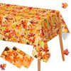FULJOOY 4 Pcs Fall Tablecloth Sets 2 Maple Leaf Plastic Table Cover and 2 Banner Thanksgiving Tablecloth Maple Leaves Table Cloth Waterproof Thanksgiving Rectangle Tablecloth for Harvest Holiday Party