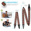 Guitar Strap For Acoustic Guitars , Electric Guitars and Bass , Red Vintage Woven Embroidered Adjustable Strap Includes 2 Strap Locks To Keep Your Guitar Safe & 2 Unique Picks and Pick Pocket