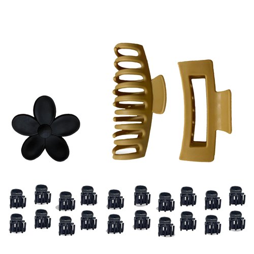 Savingssphere Hair Clips – 4 Inch Claw Hair Clips for Women, 3.14 Inch Rectangle Claw Clips, Flower Hair Clips, 20 Pcs Small Hair Clips for All Hair Types (Mustard)