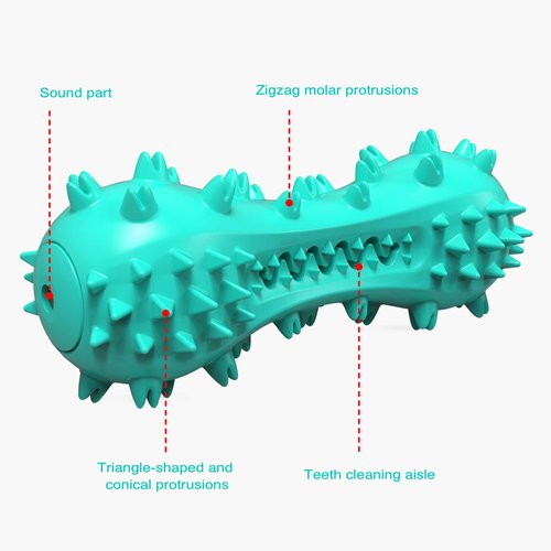 HANAMYA Bone-Shaped Toothbrush Dog Chew Toy, Squeaky | Water Floating, Blue