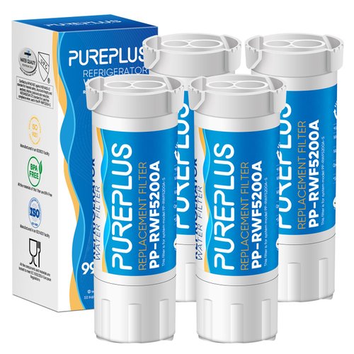 PUREPLUS XWF Replacement for GE WR17X30702, GBE21, GDE21, GDE25, GFE24, GFE26, GNE21, GNE25, GNE27, GWE19, GYE18, CFE26, GWE19JSLSS French Door & Side by Side Refrigerator Water Filter, 4Pack