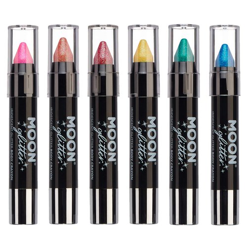 Iridescent Glitter Paint Stick/Body Crayon makeup for the Face & Body by Moon Glitter - 0.12oz - Set of 6