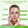 ANAI RUI Green Tea Mask, Clay Mask for Poreless Deep Cleanse, Green Tea Face Mask Blackhead Remover with Kaolin, Aloe, Collagen, Pore Minimizer, Hydrating, Moisturizing