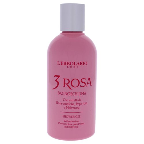 L'Erbolario 3 Rosa Shower Gel - Bath Foam With Seductive And Elegant Power - Preserves The Natural Moisture Of Skin Tissue - Perfectly In Tune With Feminine Allure - Ideal For Sensitive Skin - 8.4 Oz