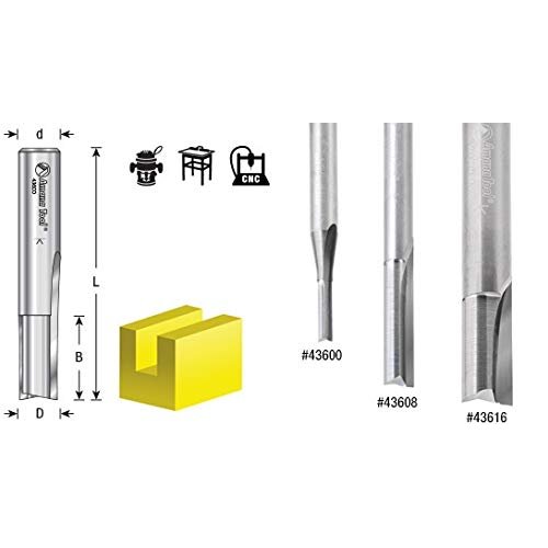 Amana Tool - 43608 Solid Carbide Double Straight Flute Plastic Cutting 1/4 Dia x 1" x