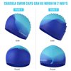 Swim Cap, 2 Pack Durable Silicone Swimming Caps for Kids Girls Boys Youths (Age 2-12), Soft 3D Ergonomic Waterproof Kids Swim Caps, Comfortable Fit for Long Hair and Short Hair