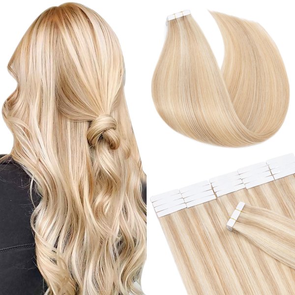 SEGO Tape in Hair Extensions Human Hair Dark Brown 18 Inch 20pcs 50g Straight Natural 100% Remy Rooted Seamless Skin Weft Invisible Double Sided Tape Hair for Women