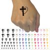 Cross and Heart Love Christian Temporary Tattoo Water Resistant Fake Body Art Set Collection - Light Blue (One Sheet)