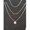 Simple Gold Multilayer Chain Beads Coin Bar Pendant Necklace