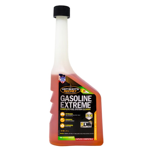 ‎Hot Shot's Secret Gasoline Extreme – Concentrated One Tank Cleaner – Synthetic Formula – Fuel System Cleaner – Lubricates Engine Components – Increases Fuel Economy, Orange, 12.00 Fl Oz (Pack of 1)