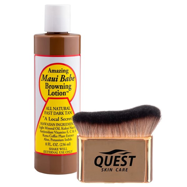 Amazing Maui Babe Browning Lotion 8 ounce - Maui Babe Tanning Lotion with Body Tanning Brush - Maui Tanning Lotion