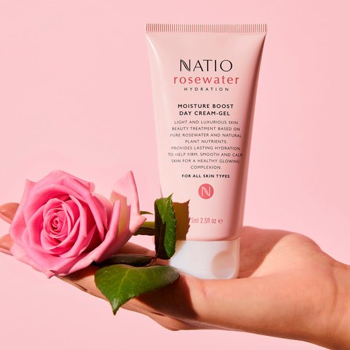 Natio Australia Rosewater Hydration Moisture Boost Day Cream-Gel, 2.5 oz - Face Cream with Shea Butter - Face Moisturizer for All Skin Types