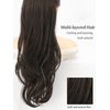 KooKaStyle Ponytail Extensions, 22 inch Dark Brown Long Drawstring Wavy Clip in Ponytail Hair Extensions Layered Synthetic Hairpiece for Women