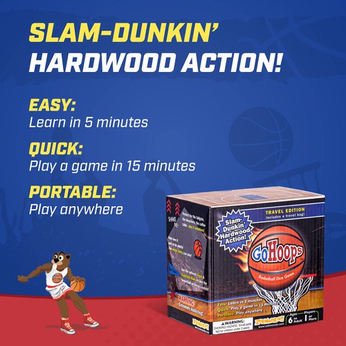 Zobmondo!! GoHoops Basketball Dice Game | for Basketball Fans, Families and Kids | Play at Home or for Travel