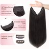 GOO GOO Wire Hair Extensions Human Hair, 2A Light Brown Natural 16inch 95g, Invisible Wire Hair Extensions with Transparent, Seamless Fish Line Hairpiece