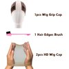 Women Lace Wig Grip Cap - 2x6 Middle Part Lace Area Adjustable Non-Slip Band With Velcro - Wig Gripper Around Lace Edge With Ear-Cutouts Comfortable Breathable No-Headache (Brown)