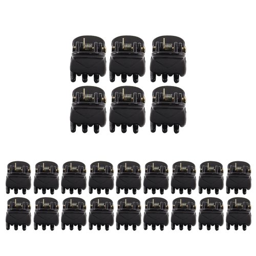 BokWin 24 Pcs Mini Claw Hair Clips,10mm/0.39 Inch Plastic Hair Claw Clips,Bright Black Hair Clamp for Girls Women and Kids