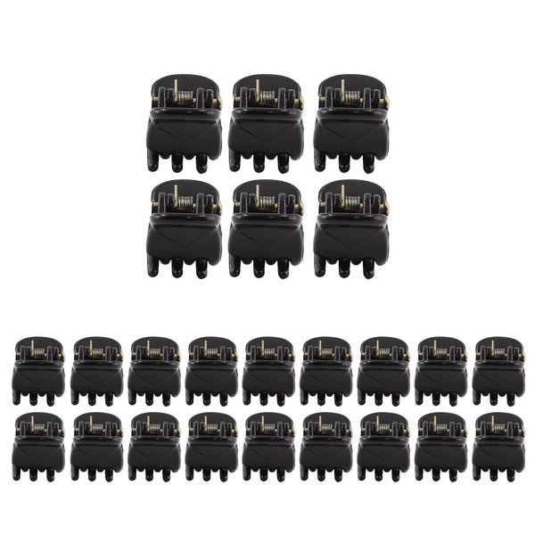 BokWin 24 Pcs Mini Claw Hair Clips,10mm/0.39 Inch Plastic Hair Claw Clips,Bright Black Hair Clamp for Girls Women and Kids