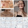30 Sheets Semi-Permanent Tattoos for Women Inspirational Words Tattoo Stickers, Floral Rose Sunflower Body Dark Blue Fake Tattoos for Adult Men Kids, Lasting 1-2weeks Tiny Waterproof Tattoos (Words)