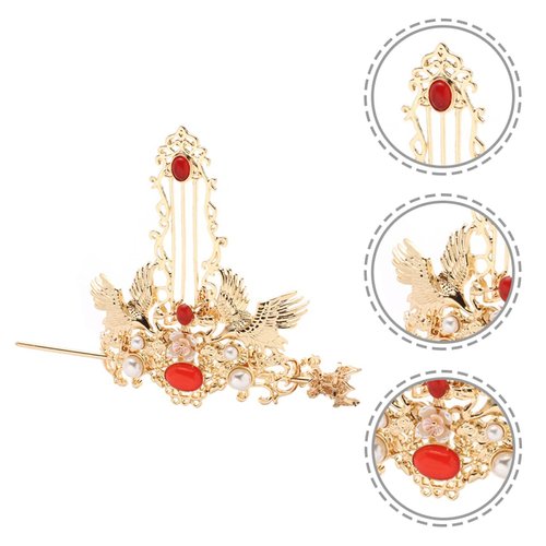 LALAFINA 1 set with Ancient Coronet Style Traditional Vintage Accessory Crown Women Wedding Hair Girls Head Pins Retro Sticks Accessories for Classical Stick Bride Chinese Hanfu Pin