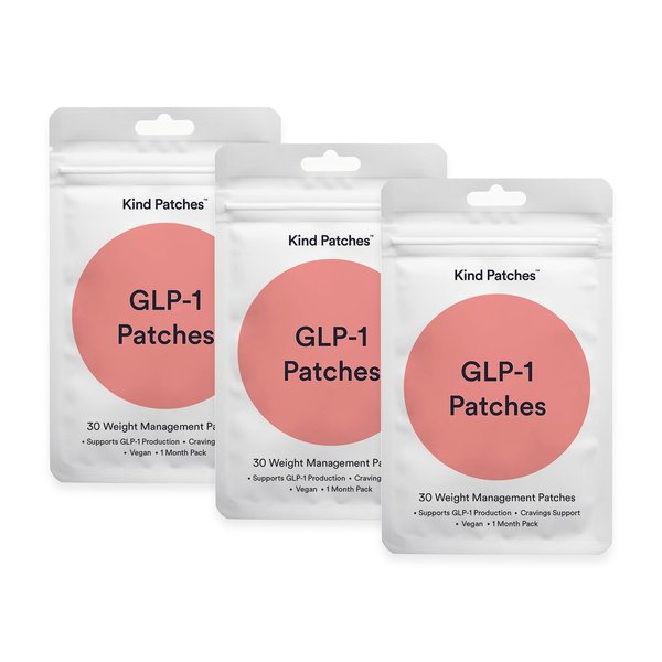 Kind Patches GLP-1 Patches with L Glutamine, Berberine, Chromium, Pomegranate and Cinnamon - 3 Pack, 90 Patches
