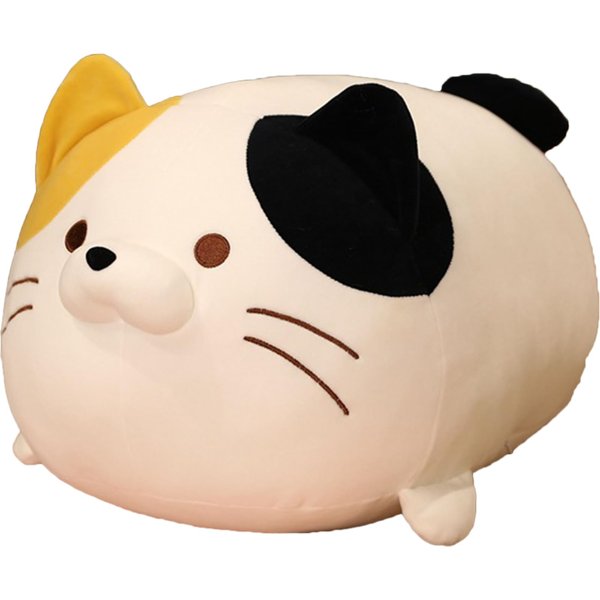 Cute Soft Fat Tabby Cat Kitten Stuffed Animals Cat Kitten Plush Toys Cat Kitten Plushies Throw Pillow Cat Kitten Hugging Cuddly Cat Kitten Doll Pillow Gift for Kids and Lovers (White, 14-Inch)