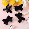 HINZIC 4pcs Black Bow Hair Claw Clips, Mini Bowknots Hair Clamps, Velvet Bows Hair Barrettes Alligator Hair Clips for Christmas Halloween Birthday Women Accessories