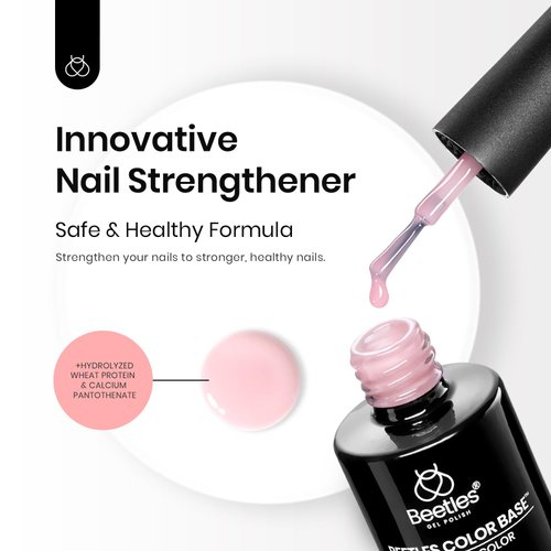 Beetles 12 Pcs Nude Pink Translucent Color Base and Builder Color Gel, Porcelain Doll Pink Nail Polish Neutral Sheer Colors Strengthener Soak Off U V Nail Art DIY Gift for Women