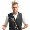 TOBATOBA 50th Birthday Decorations Men 50th Birthday King Crown and Birthday King Sash Set, 50th Birthday Gifts for Him Happy 50th Birthday Decorations for Men