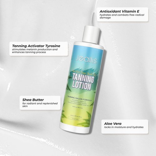 Jeallis Tanning Bed Lotion Accelerator With Tanning Salon Formula, Indoor Tanning Lotion Accelerator For Tanning Beds To Get Dark Fast Tan, Sunbed Tanning Lotion, DHA Free, Bronzer Free, 8oz