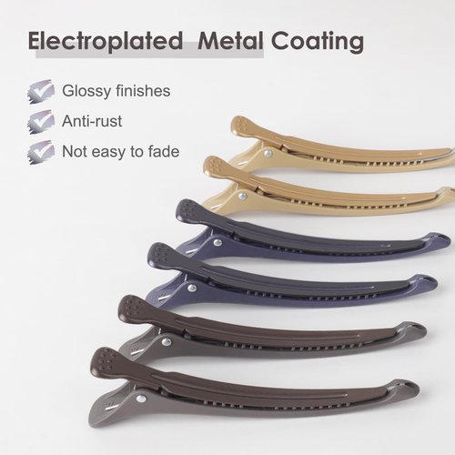 AIMIKE 6pcs Hair Clips for Styling Sectioning, No Crease Duck Billed Hair Clips with Silicone Band, Hair Styling Clips, Hair Roller Clips, Salon Hair Sectioning Clips, Hair Cutting Clips,Neutral