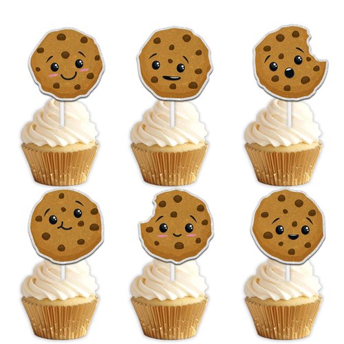 18pcs Brown Glitter Cookies Dessert Cupcake Topper Breakfast Afternoon Tea Biscuit Theme Decor Su...