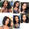 SOKU Short Bob Lace Front Wigs Synthetic 12 Inch Loose Wave Lace Front Wigs Middle Part Dark Brown Curly Wigs for Black Women Transparent T-part Lace