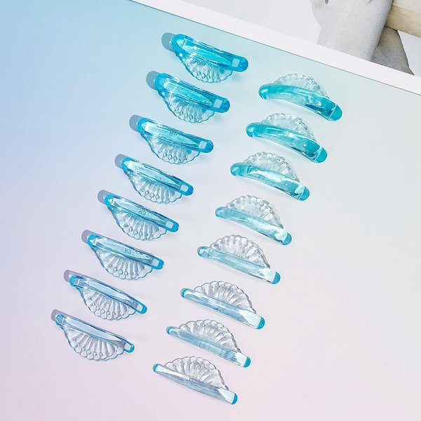 Libeauty Lash Lift Shield, Super Soft Lash Lift Pads Shell Shape Lash Perm Rod Eyelash Curler Tool 16 Pcs (Blue)