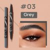 Microblading Eyebrow Pen Brow Pencil Waterproof Eyebrow Pen 2-in-1 Dual-Ended Eyebrow Pencil with 4-Fork Tip & Spoolie Brush for Long-Lasting Hairlike Eyebrow Pen, Grey