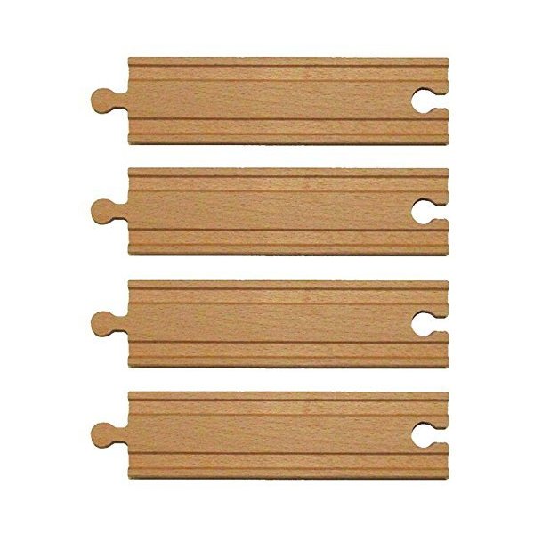 6 inch Straight Wooden Train Track - Set of 4