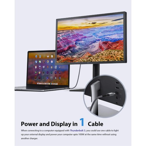 ANDNOVA USB C to USB C 3.2 Cable (6.6Ft/100W/20Gbps), USB C Monitor Cable, PD Fast Charging/Highspeed Data for iPhone 16 15 Pro Max MacBook Air Pro, Dell LG 4K 2K Type C Display Monitor SSD