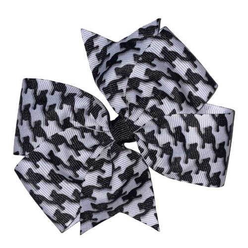 Houndstooth Black and White Pinwheel Hair Bow 4&quot;
