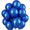 Chrome Blue Balloons 12 Inch, Double-Layered Metallic Royal Blue Balloons, Shiny Thick Chrome Metallic Dark Blue Latex Helium Balloons for Boys Men Birthday Graduation Party Decoration Supplies