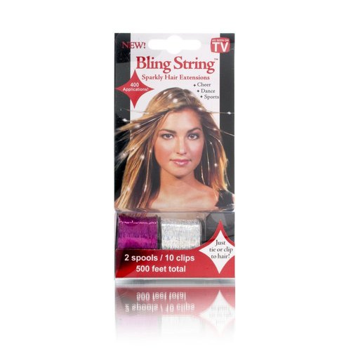 Mia Bling String | Hair Tinsel | Sparkly Hair Extensions | Hair Accessory | 2 Spools, Hologram Silver + Purple, 10 Clips | for Women, Hair Stylists, Teens, Dress Up, Girls, Sleepovers