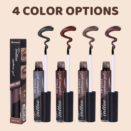 2Pcs Tattoo Eyebrow Gel, 24 Hour Long-Lasting Eyebrow Peel Off Tint, Waterproof Sweatproof Peel Off Brow Tint Tattoo Brow Gel, Easy to Peel Off Tattoo brow (04# Dark Brown)