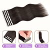 Tape in Hair Extensions Human Hair, 20pcs 14 Inch 40g Remy Tape in Hair Extensions, Dark Brown Silky Straight Natural Hair Extensions Tape in Human Hair
