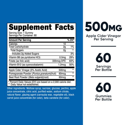 Nutricost Apple Cider Vinegar 500mg, 60 Gummies, Apple Flavored - Gluten Free, Non-GMO, No Corn Syrup