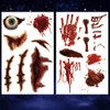 Oottati 6 Sheets Halloween Realistic Scar Waterproof Temporary Tattoo Stickers Eyeball Wound Blood Bone Hand Scratch Cover