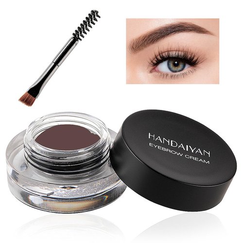 Waterproof Brow Pomade - Brown Eyebrow Cream With Eyebrow Brush - Brow Pencil High Pigment Long Lasting Wear, Smudge Proof, Sweat Resistant, Easy to Slide and Quickly Dry - Eyebrow Makeup for Women (Brown)