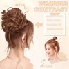 WZNBBOY Messy Bun Hair Piece Hair Bun Wavy Curly Scrunchies Chignon Ponytail Hair Extensions Fake Hair Bun Extensions Synthetic Tousled Updo Hairpieces for Women (Dark Grey)