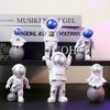 4PCS Astronaut Figurine, Blue Astronaut Figure Toy Desktop Ornaments Resin Outer Space Birthday Cupcake Spaceman for Kids Party Funny Gift, 3PCS Astronaut and 1PCS Keychain, Desk Decor, Shelf Decor