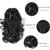 Dybst 12“Claw Curly Ponytail Extension Clip in Short Curl Wavy Pony Hair Extension Jaw Clip on Pony Tail Synthetic Short Wave Hairpiece for Women (#1B)